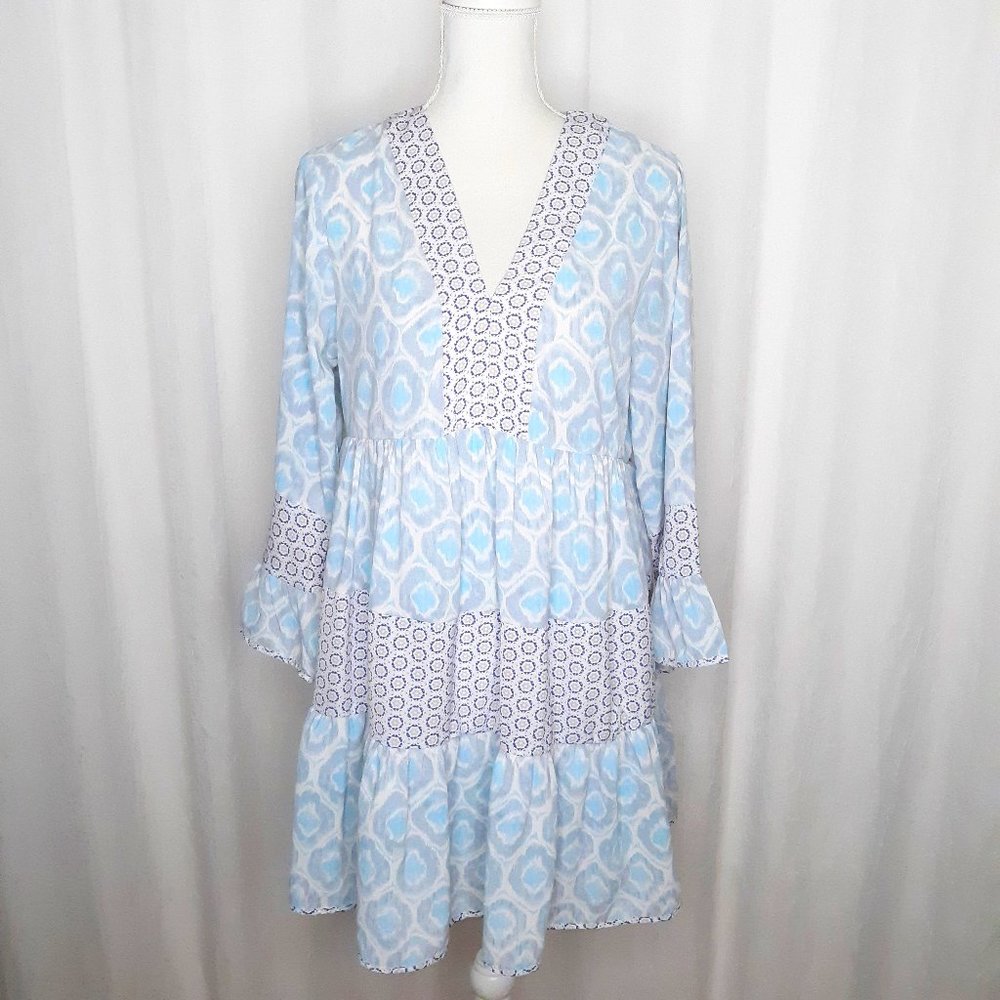 Entro Boho Cottage Core Pastel Tiered Ruffle Dress
